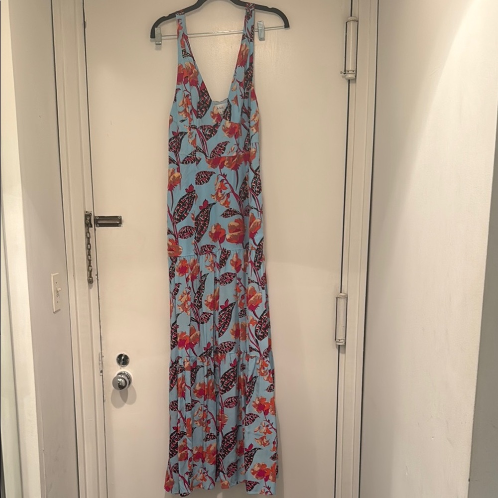 A.L.C. Light Blue Floral V-Neck Dress